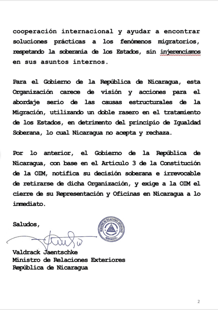 El creciente aislamiento internacional de Nicaragua: Implicaciones tras su salida de organismos internacionales